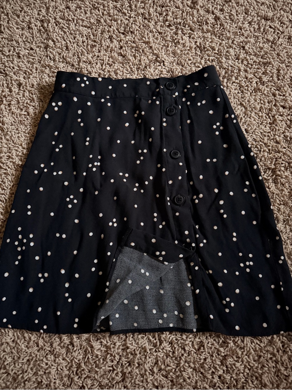 H&M Black A-Line Skirt with White Polka Dots